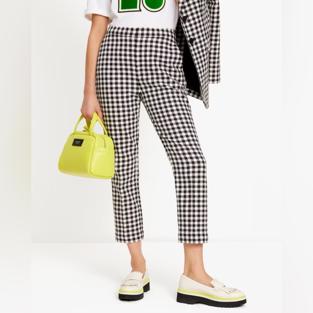 Kate Spade Spring Gingham Pants in Black and White